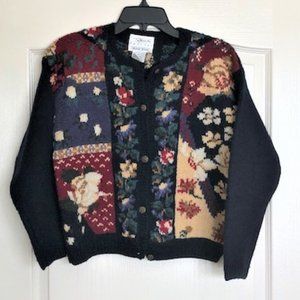 Floral Motif Wool Sweater